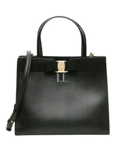 Vara Bow Top Handle Tote Bag Black - SALVATORE FERRAGAMO - BALAAN 2