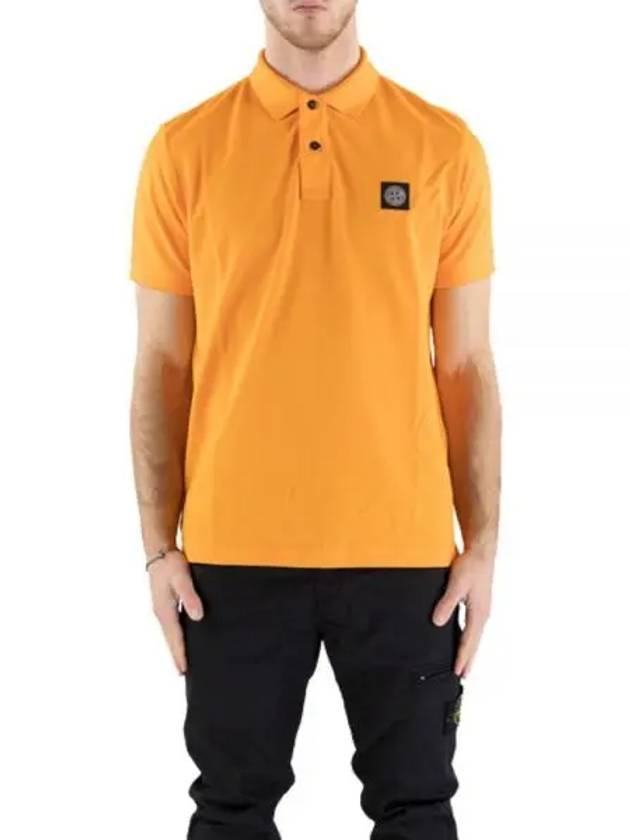 Men's Logo Patch Cotton Polo Shirt Orange - STONE ISLAND - BALAAN 2