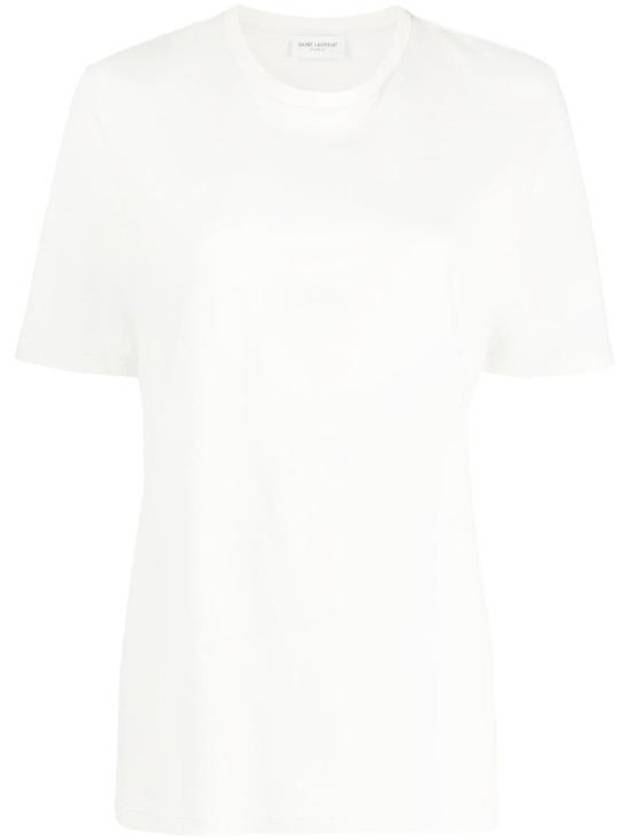 Crew Neck Cotton Short Sleeve T-shirt White - SAINT LAURENT - BALAAN 2