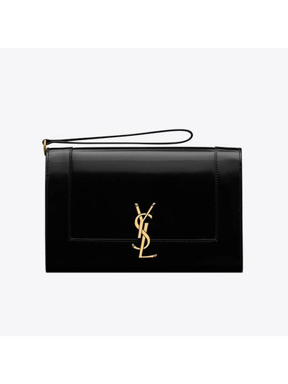 Cassandre Logo Flap Clutch Bag Black - SAINT LAURENT - BALAAN 2