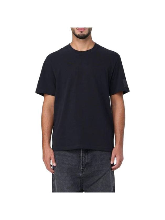 Patch Logo Round Neck Short Sleeved T-Shirt Black - AMI - BALAAN 1