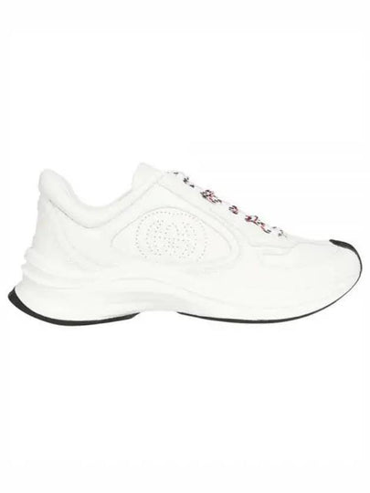 Run Embroidered Logo Lace-Up Leather Low Top Sneakers White - GUCCI - BALAAN 2