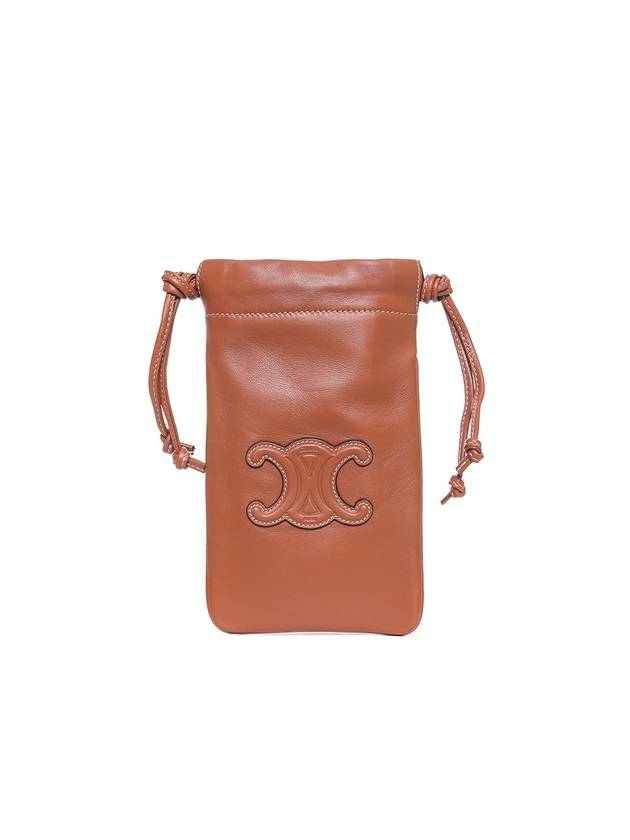 Coeur Triomphe Smooth Lambskin Drawstring Phone Tan - CELINE - BALAAN 1