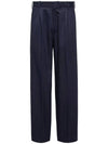 Pleated Suit Striped Paris Label Pocket Cotton Straight Pants Navy - KENZO - BALAAN 2