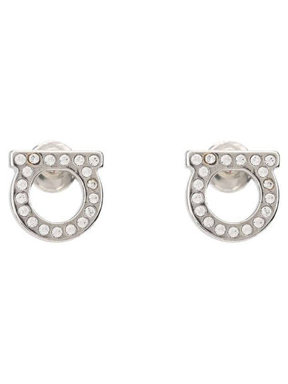 Gancini Crystal Small Earrings Silver - SALVATORE FERRAGAMO - BALAAN 2