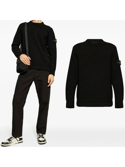 Compass Badge Wool Knit Top Black - STONE ISLAND - BALAAN 2