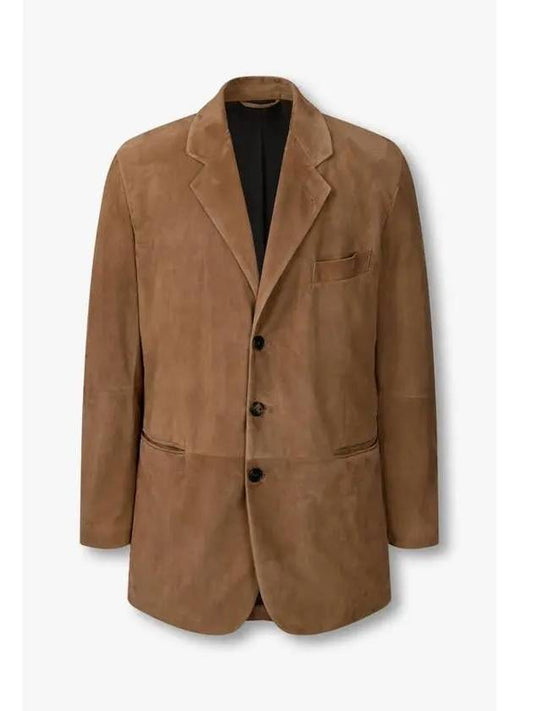 Men s suede no cheat single jacket camel - GIORGIO ARMANI - BALAAN 1