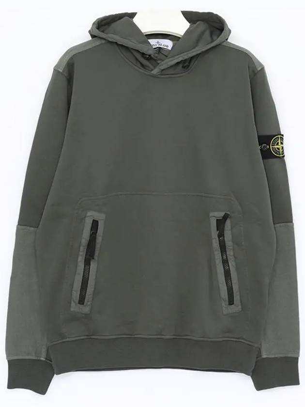 Regular Fit Mercerized Cotton Fleece Cotton Hoodie Musk Green - STONE ISLAND - BALAAN 4