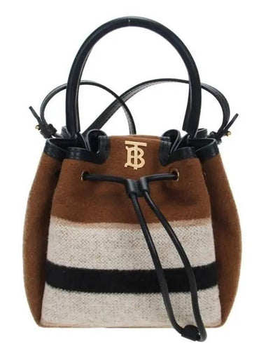 Monogram Stripe Bucket Bag Brown - BURBERRY - BALAAN 1