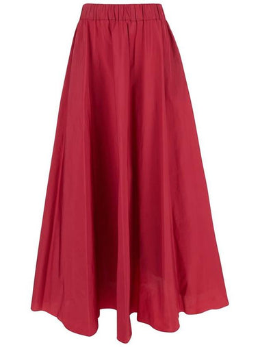 Fuchsia Midi Skirt With Elastic Waist And Ruffle Design In Tech Fabric Woman - P.A.R.O.S.H. - BALAAN 1