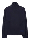 Logo Rib Turtleneck Navy - AMI - BALAAN 10