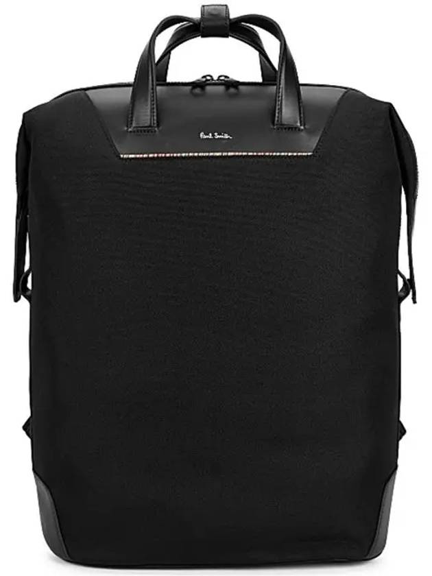 Paul Smith Artist Stripe Point Trim Top Handle Nylon Backpack Black - PAUL SMITH - BALAAN 1