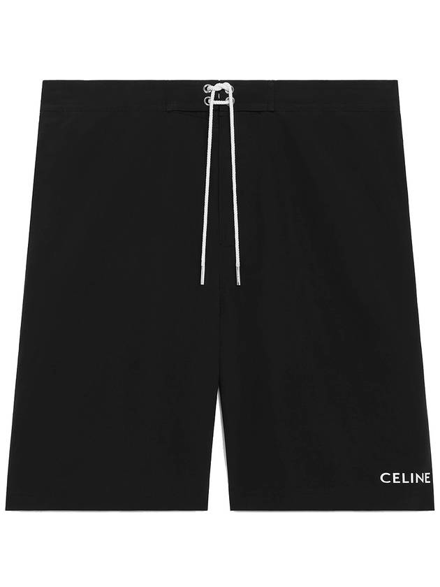 Logo Print Nylon Swimming Shorts Black - CELINE - BALAAN 3