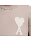 Big Heart Logo Wool Knit Top Light Beige - AMI - BALAAN 5