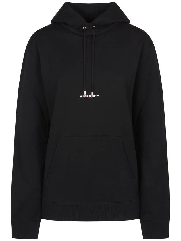 Signature Logo Hooded Top Black - SAINT LAURENT - BALAAN 2