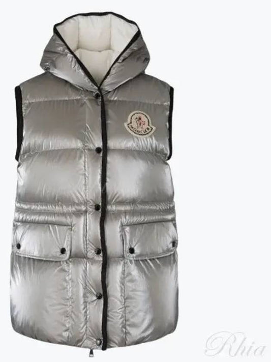 Hera Logo Down Padded Vest Silver - MONCLER - BALAAN 2