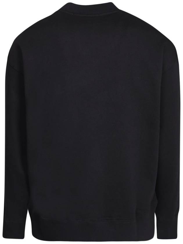 Neck Brushed Logo Print Cotton Sweatshirt Black - MSGM - BALAAN 3