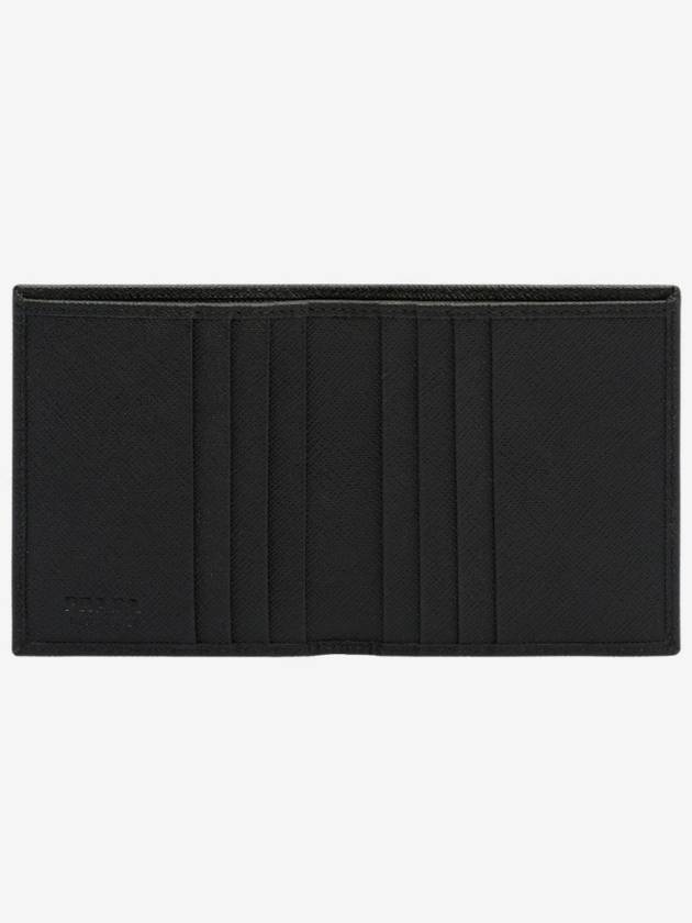 Triangle Logo Saffiano Half Wallet Black - PRADA - BALAAN 3