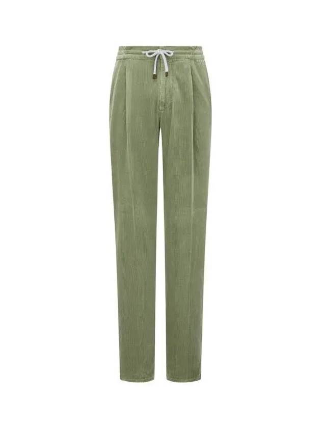 Men s Drawstring Corduroy Pants Green 270893 - BRUNELLO CUCINELLI - BALAAN 1