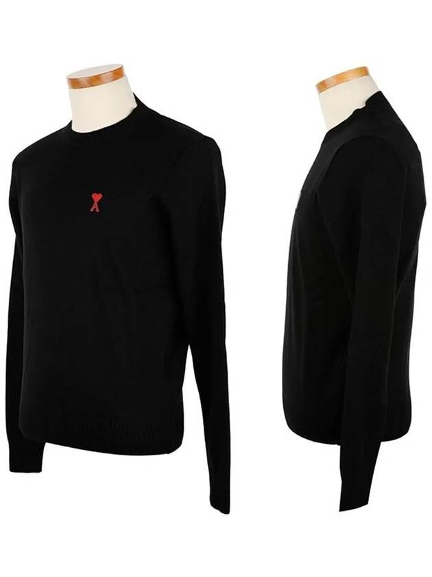 de Coeur Embroidery Crewneck Knit Top Black - AMI - BALAAN 3