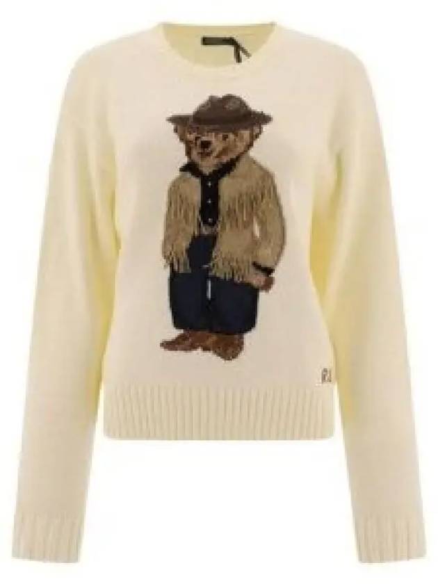 Bear Crew Neck Cotton Knit Top Cream - POLO RALPH LAUREN - BALAAN 2