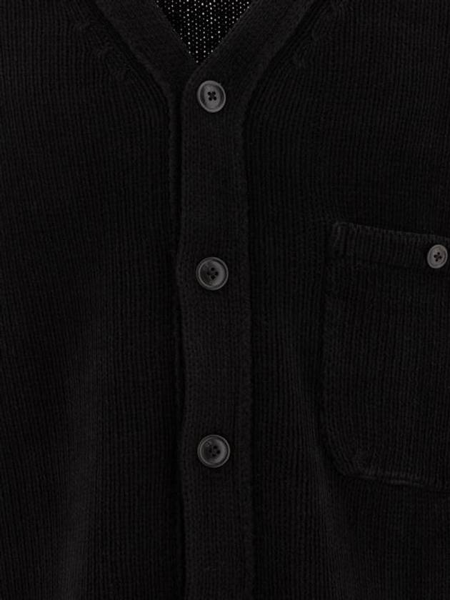 Cotton Chenille Buttoned Cardigan Black - CP COMPANY - BALAAN 4