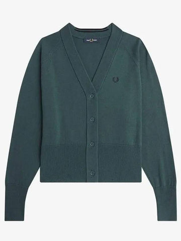 Womens V neck Cardigan 257 AFPF2334121 Dark Green - FRED PERRY - BALAAN 1