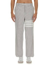 4 Bar Stripe Tailored Straight Pants Grey - THOM BROWNE - BALAAN 2