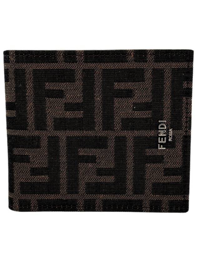 FF Fabric Leather Bifold Wallet Brown - FENDI - BALAAN 2