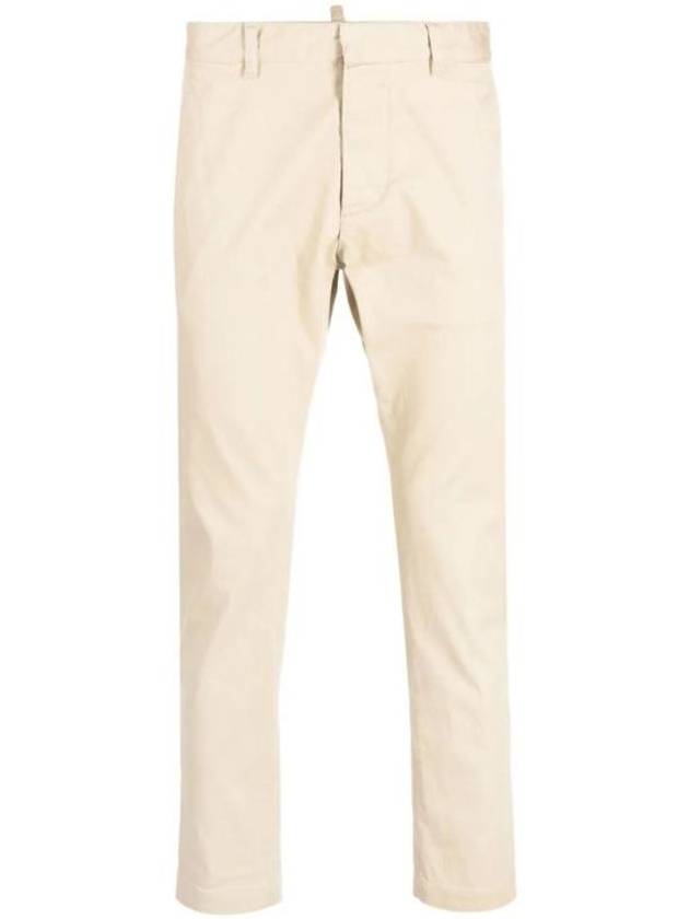 Men's Low-Rise Cotton Straight Pants Beige - DSQUARED2 - BALAAN 1