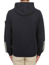 Tape For Print Brushed Cotton Fleece Hoodie Navy - STONE ISLAND - BALAAN 5