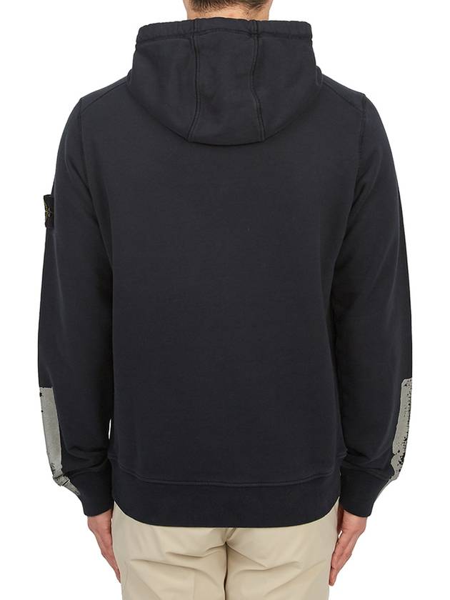 Tape For Print Brushed Cotton Fleece Hoodie Navy - STONE ISLAND - BALAAN 5