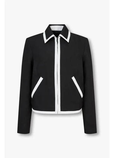 Paul Smith Lookbook 10 Double Coupon Women s Linen Trimmed Zip Up Jacket Black - PAUL SMITH - BALAAN 1