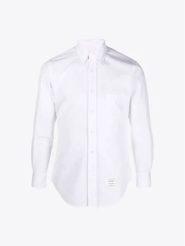 Men's Grosgrain Placket Solid Poplin Long Sleeve Shirt White - THOM BROWNE - BALAAN 2