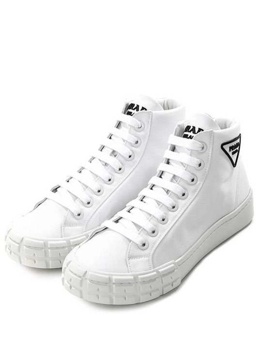 Men's Caseta Wheel High Top Sneakers White - PRADA - BALAAN.