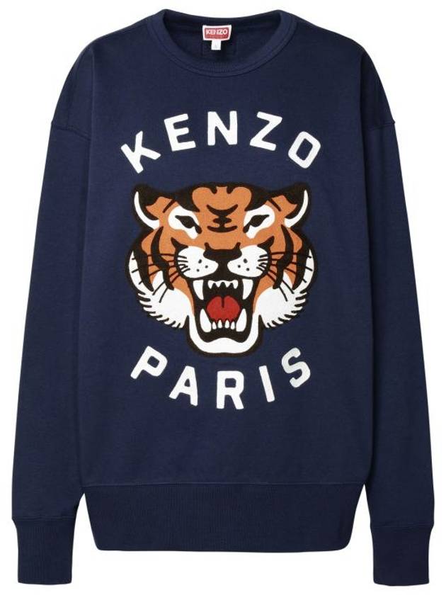 Lucky Tiger Embroidered Oversized Sweatshirt Navy - KENZO - BALAAN 1