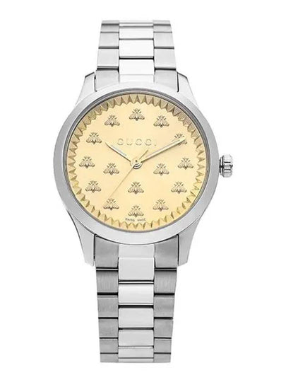 G Timeless Bee 32mm Steel Watch Gold Silver YA1265035 - GUCCI - BALAAN 2