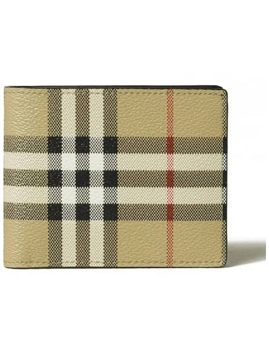 Check Slim Bifold Leather Half Wallet Beige - BURBERRY - BALAAN 2