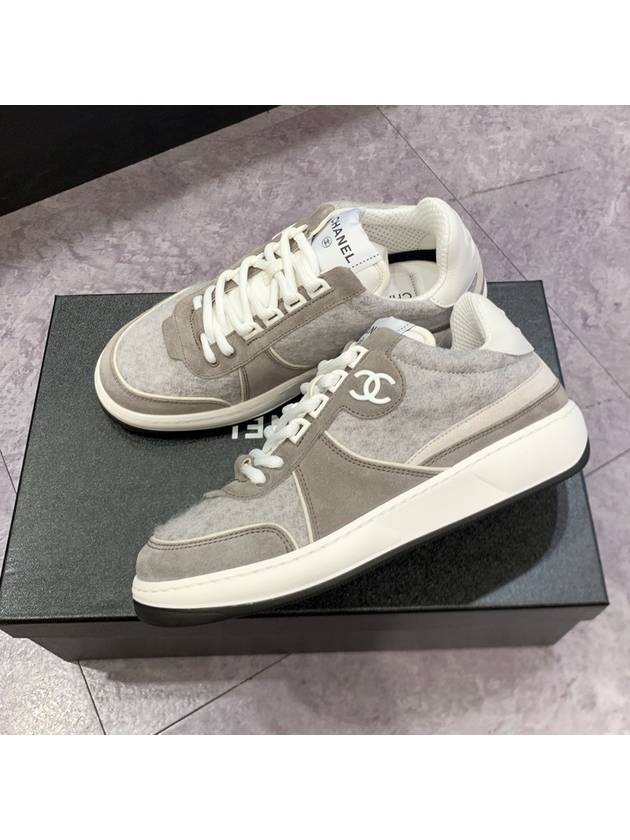 Women s Sneakers Suede Calfskin CC Logo Shoes Gray - CHANEL - BALAAN 2