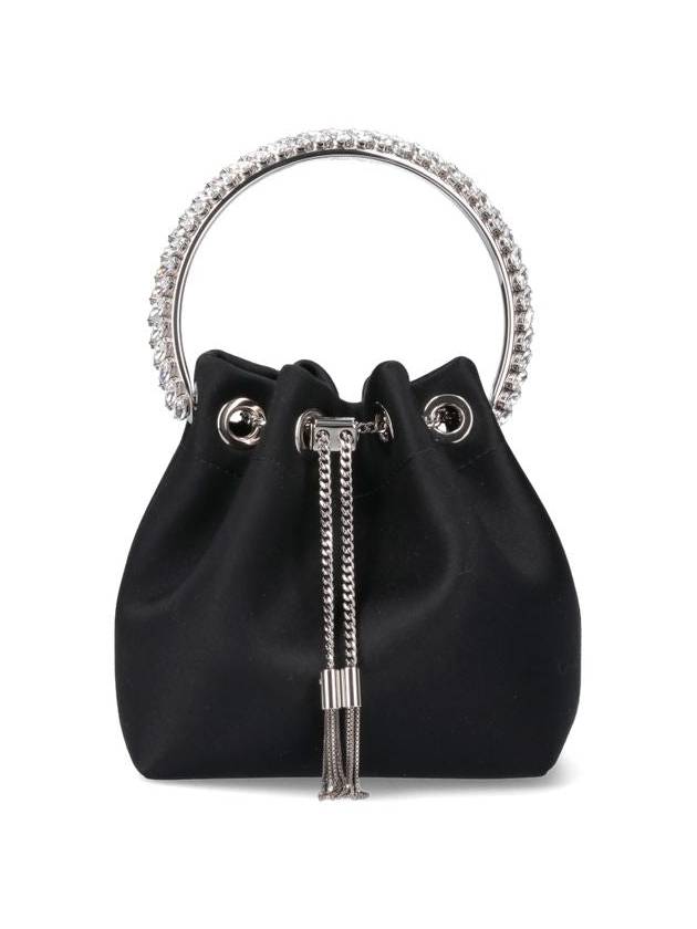 'Bon Bon' Mini Black Handbag With Metal Crystal Bracelet Handle In Satin Fabbric Woman - JIMMY CHOO - BALAAN 1