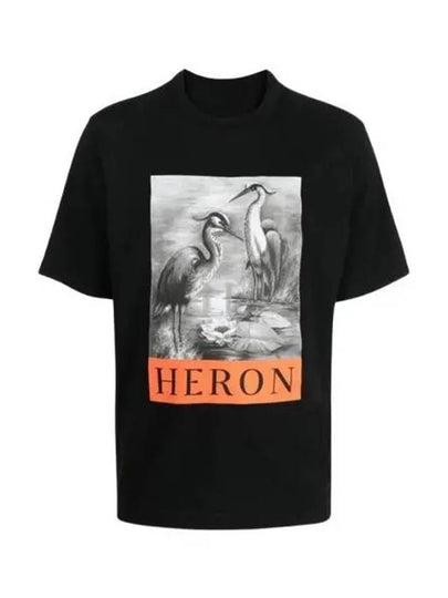 Logo Graphic Printed Short Sleeve T-Shirt Black - HERON PRESTON - BALAAN 2