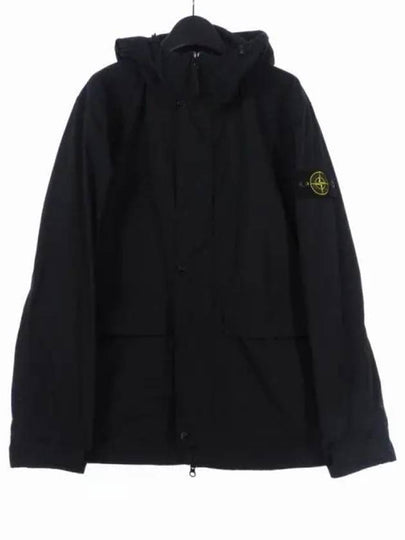 Logo Patch Hooded Jacket Black - STONE ISLAND - BALAAN 2