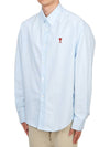 Heart Logo Boxy Fit Button Long Sleeve Shirt Sky Blue - AMI - BALAAN 3