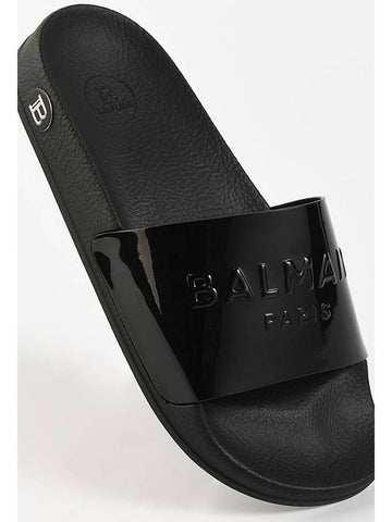 VN1C533 Embossed Logo Slippers Black LVNC 0PA - BALMAIN - BALAAN 1