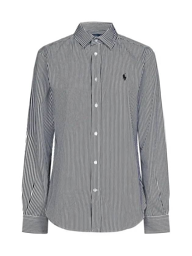 Women's Striped Cotton Shirt White Black - POLO RALPH LAUREN - BALAAN 3