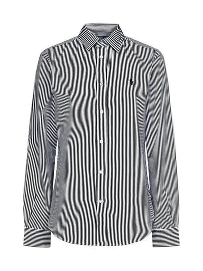 Women's Striped Cotton Shirt White Black - POLO RALPH LAUREN - BALAAN 2