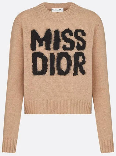 Miss Dior Graffiti Cashmere Silk Knit Top Beige - DIOR - BALAAN 1