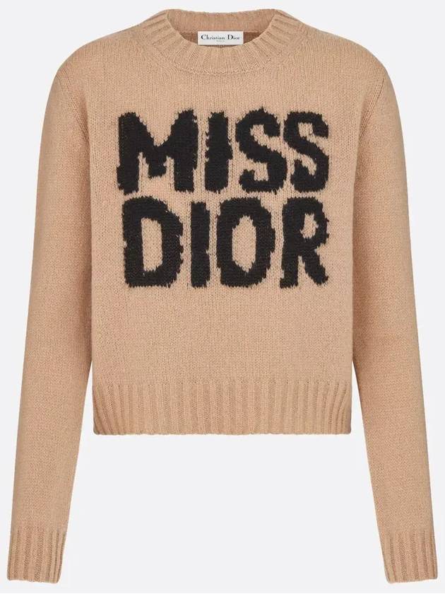 Miss Dior Graffiti Cashmere Silk Knit Top Beige - DIOR - BALAAN 2