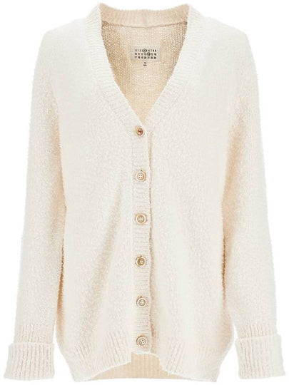 V-Neck Stitch Oversized Knit Cardigan White - MAISON MARGIELA - BALAAN 2