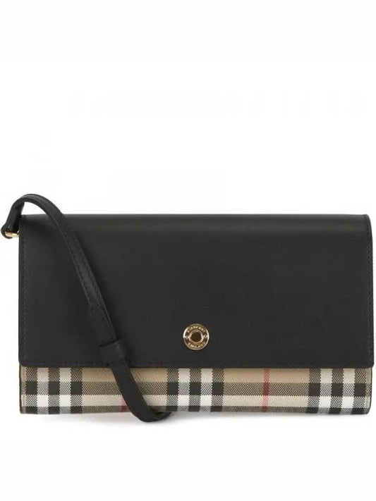 Detachable Strap Checked Leather Wallet Cross Bag Black - BURBERRY - BALAAN 2